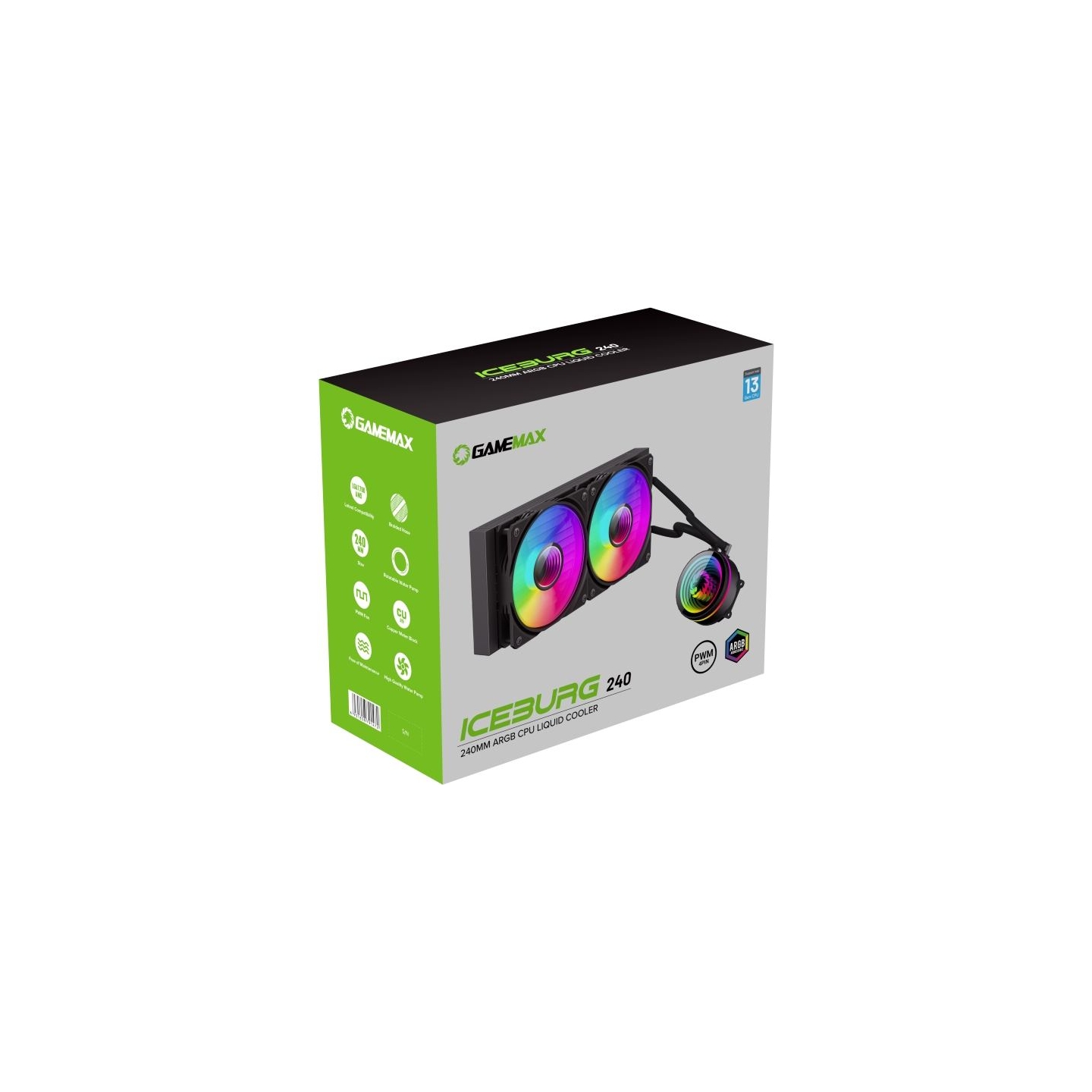 Gamemax CPU Liquid Cooler | ICEBURG 240 INFINITY | Black
