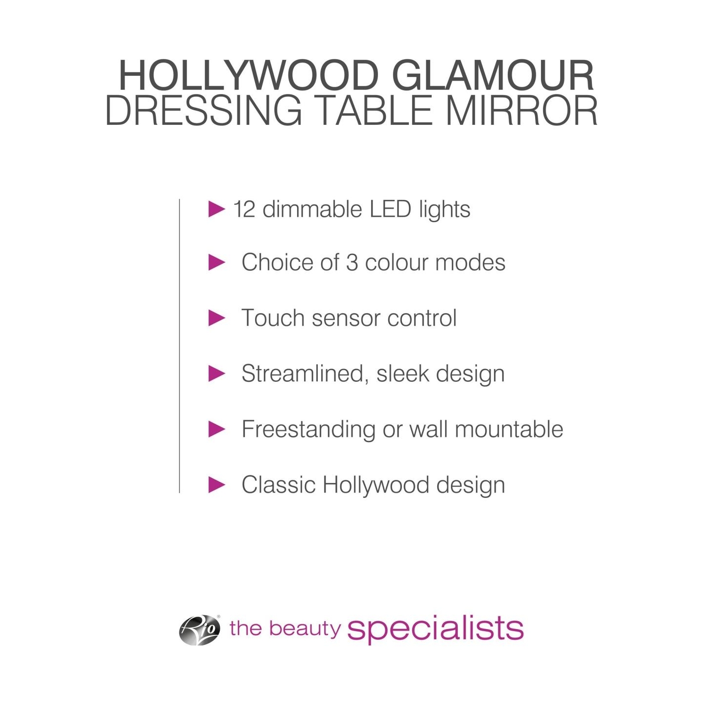 RIO MMHD-EU/1,3 Holliwood Glamour Dressing Table Mirror