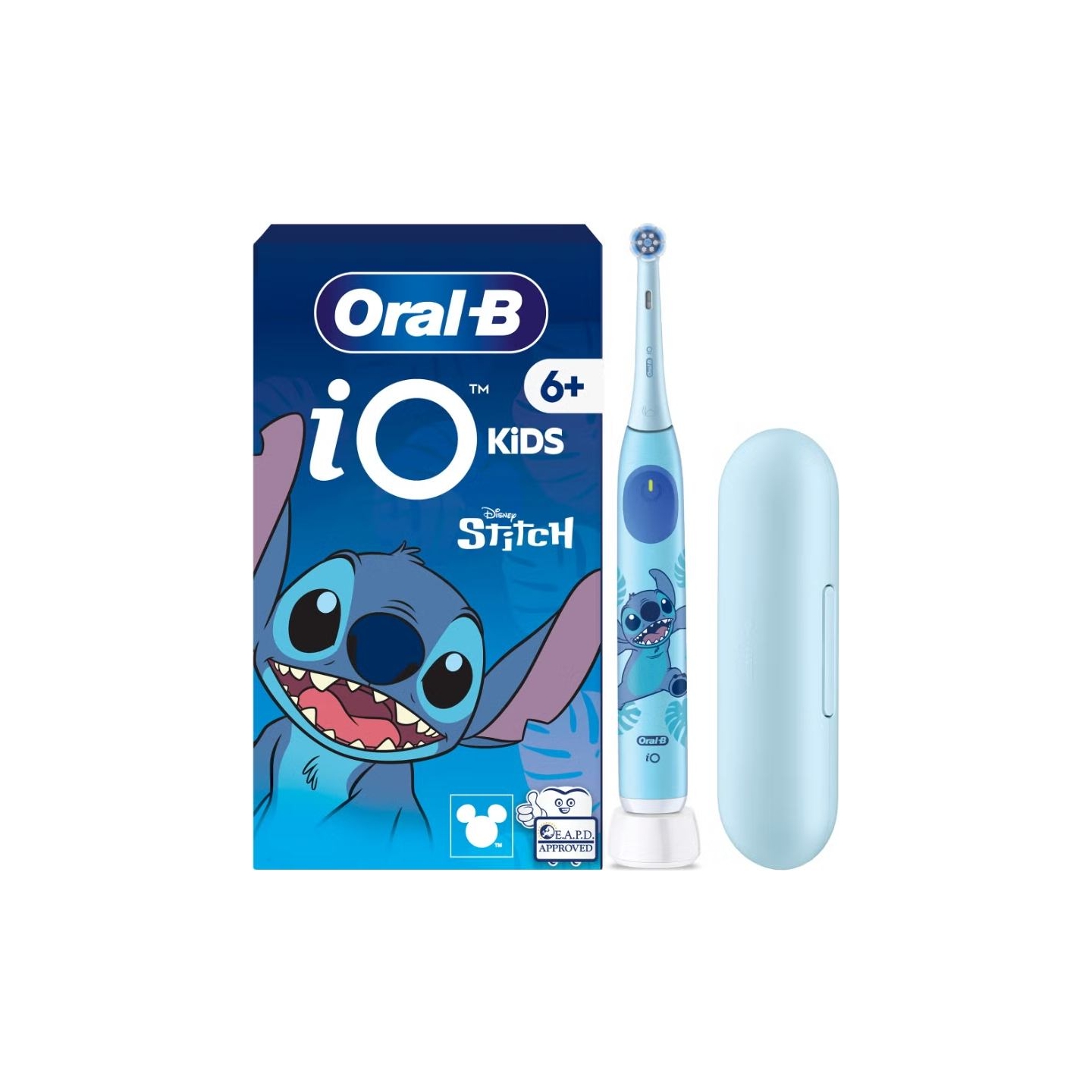 Oral-B Electric Toothbrush with Travel Case, 6Y+ | iO Kids Disney Stitch | Rechargeable | For kids | Number of brush heads inclu