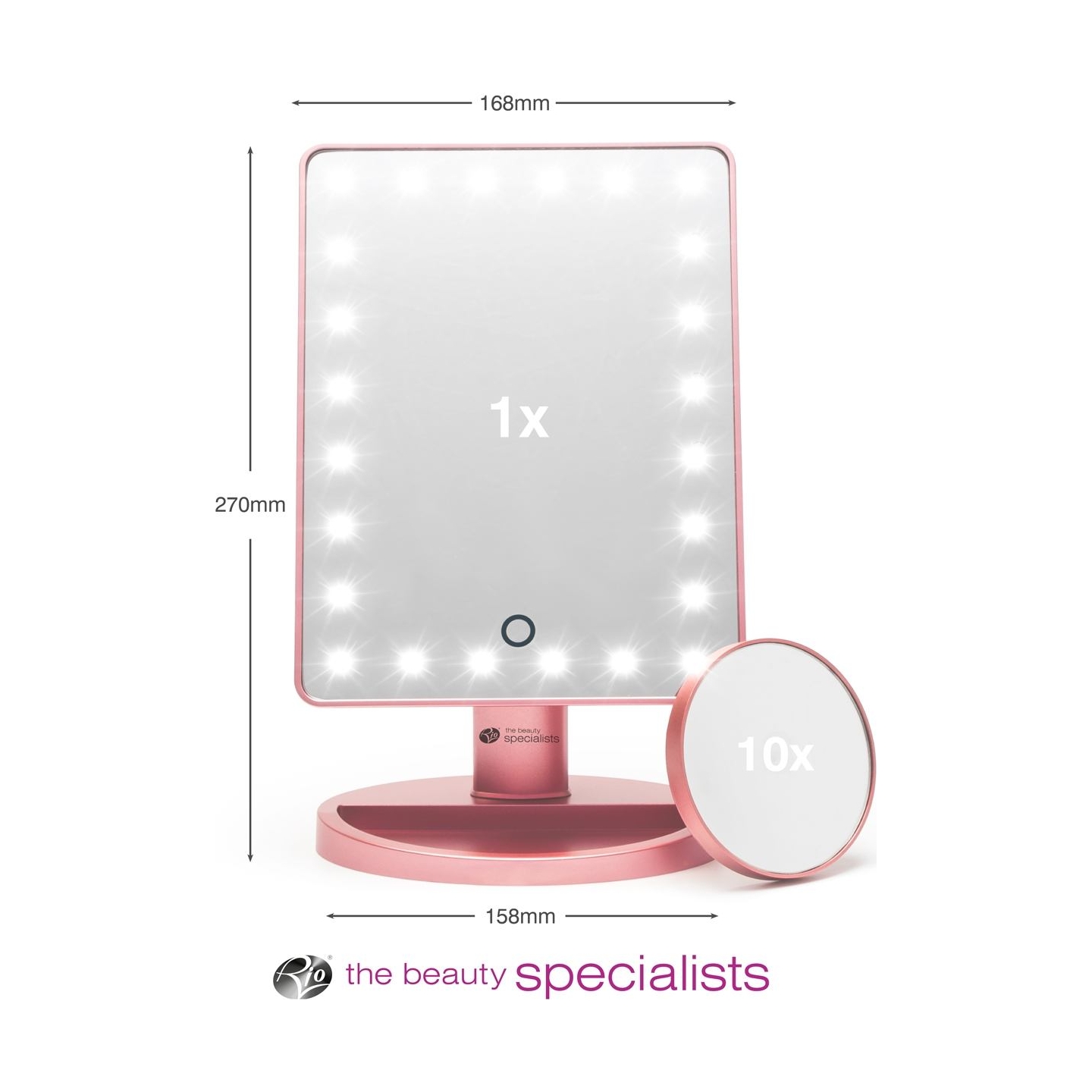 RIO MMSP-RG-EU/1,2 24 LED Touch Dimmable Makeup Mirror Rose Gold