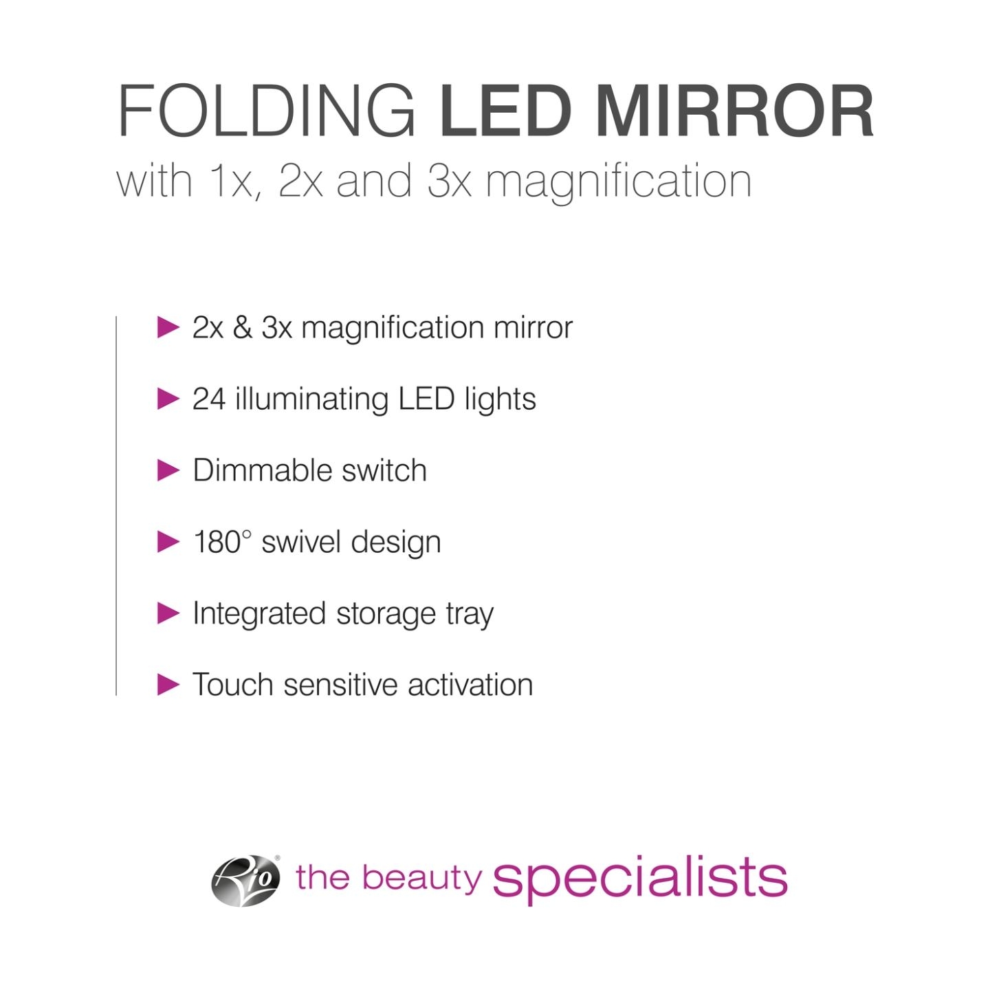 RIO MMFD-WH-EU/1,3 24 LED Touch Dimmable Makeup Mirror, White