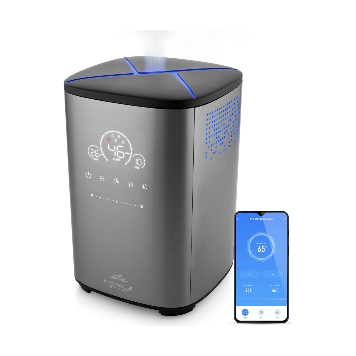 ETA Humidifier | Noble Smart 5629 90000 | 110 W | Water tank capacity 4 L | Suitable for rooms up to 50 m² | Ultrasonic | Grey |
