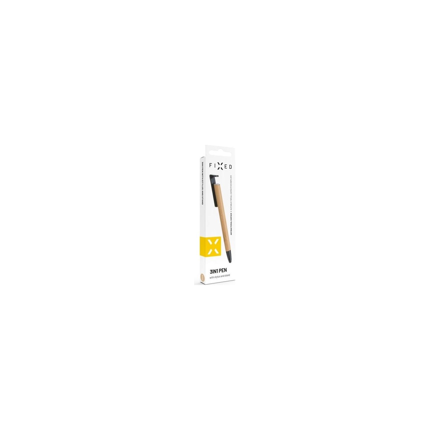 Fixed | Pen With Stylus and Stand | 3 in 1 | Pencil | Stylus for capacitive displays; Stand for phones and tablets | Bamboo