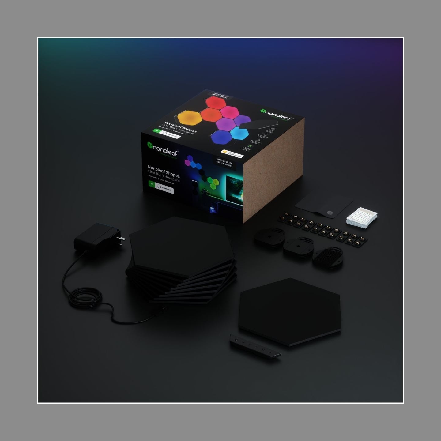 Nanoleaf | Shapes Black Hexagons Starter Kit (9 panels) | 42 W | WiFi