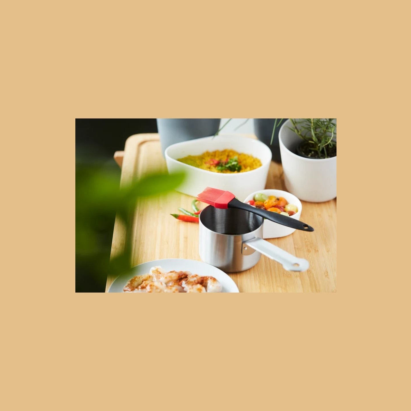 Barbecook | Stainless steel saucepot with brush, 10.5 x 7.5 x 23 cm | BC-ACC-7211