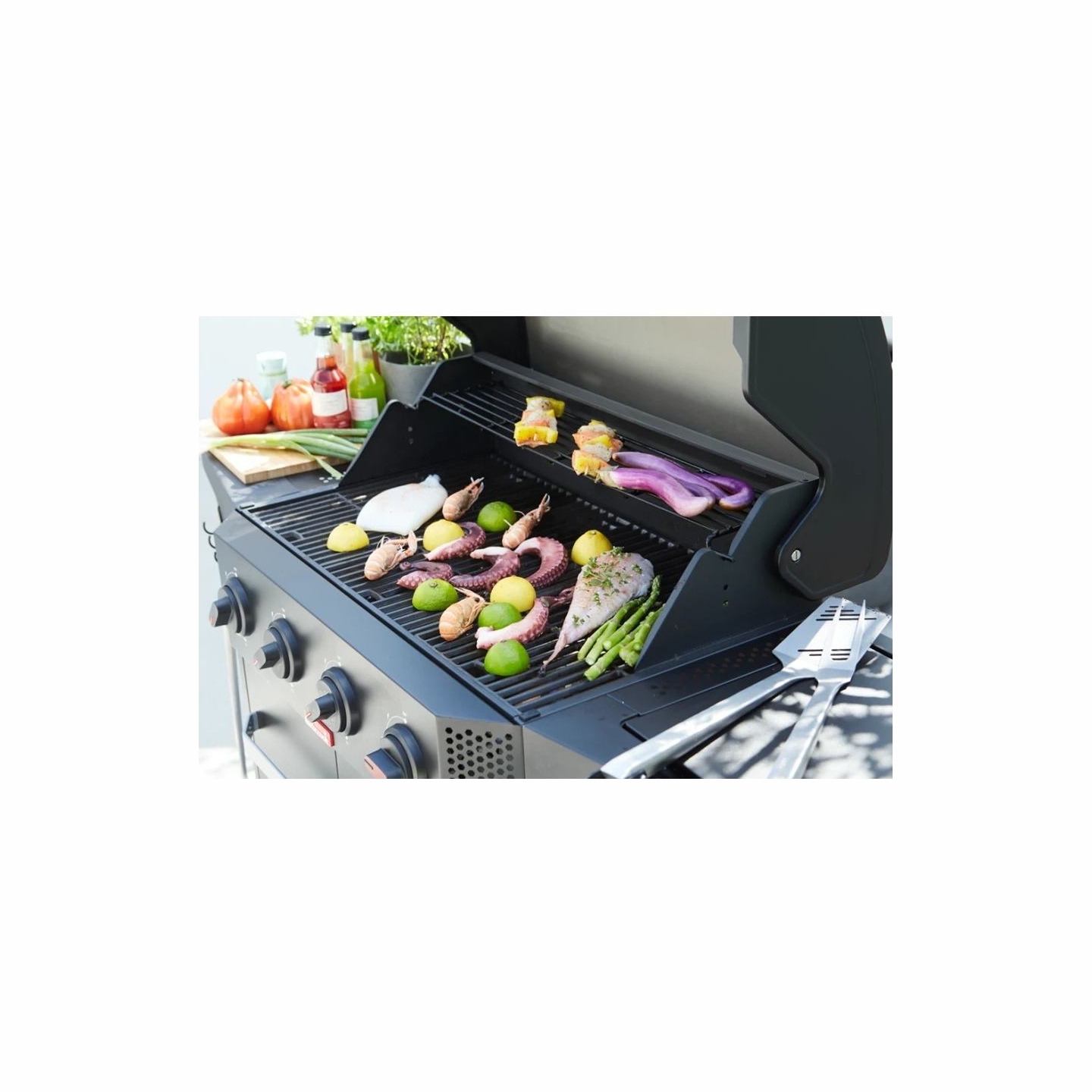 Barbecook Gas Barbecue Luca 412 with Cabinet and Sideburner, 145.4 x 60.3 x 112.3 cm | BC-GAS-3100