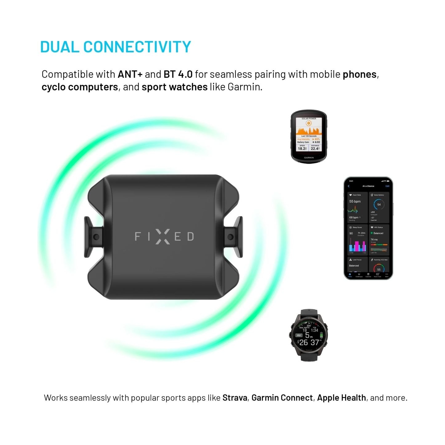 Fixed | Cadence/Speed Sensor Spin | Bluetooth | Black