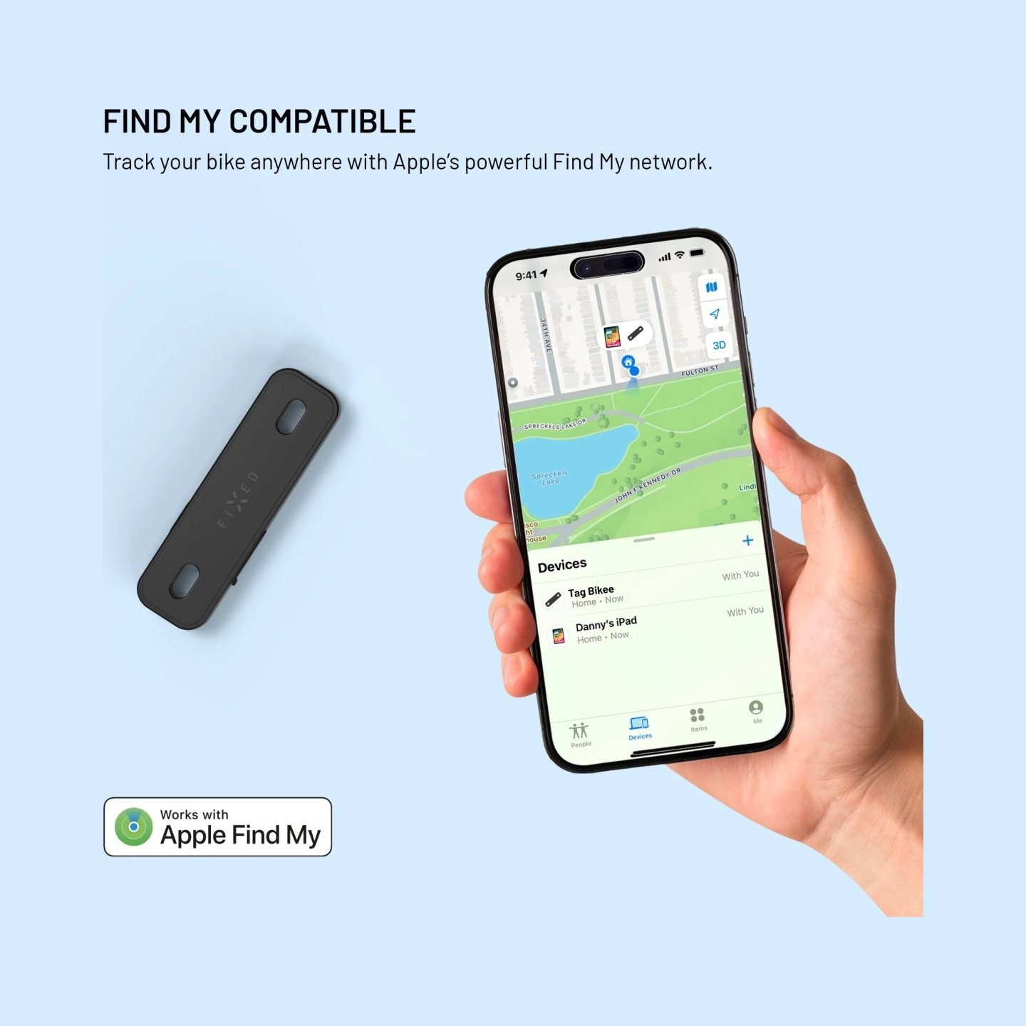 Fixed Tag Bikee with Find My Support | Black