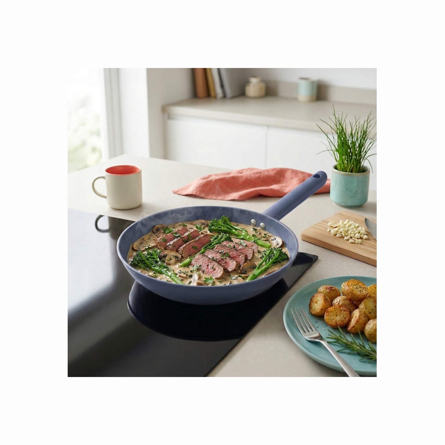 Progress BW14506B Mellow 28cm Fry Pan, Blue