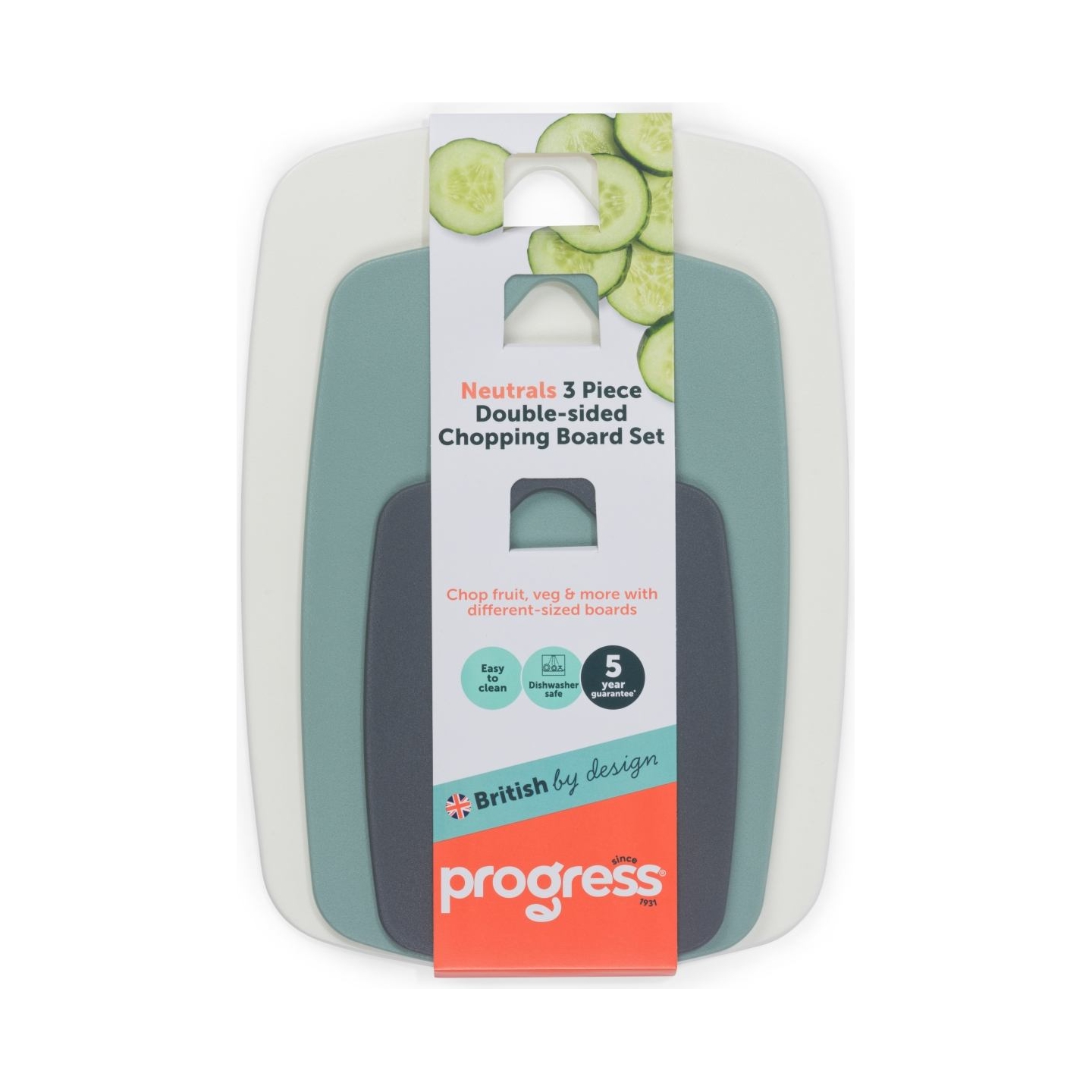 Progress BW13976G Neutrals 3 Piece Double-Sided Chopping Board Set