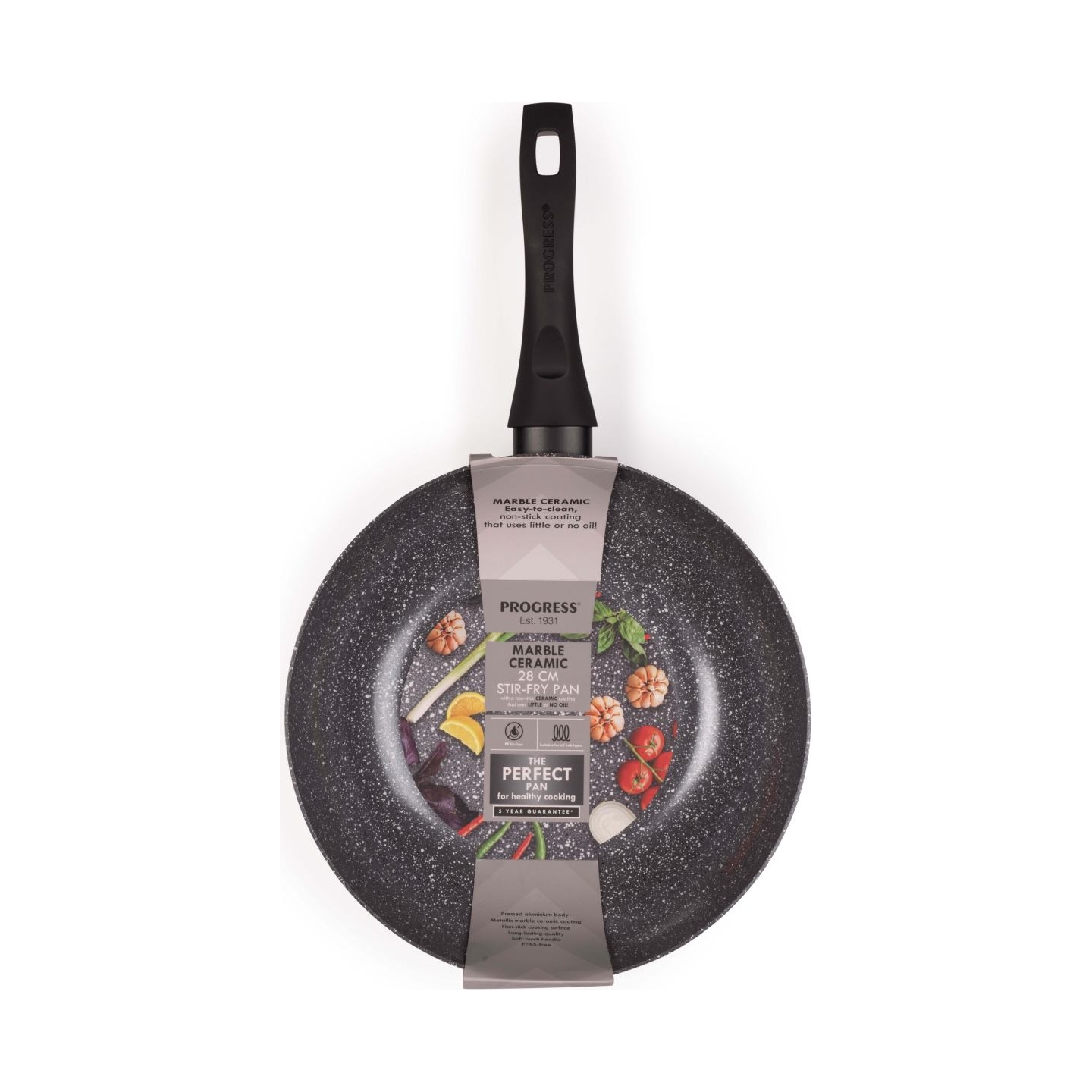 Progress BW12915EU7 Marble Ceramic 28cm Stir-Fry Pan