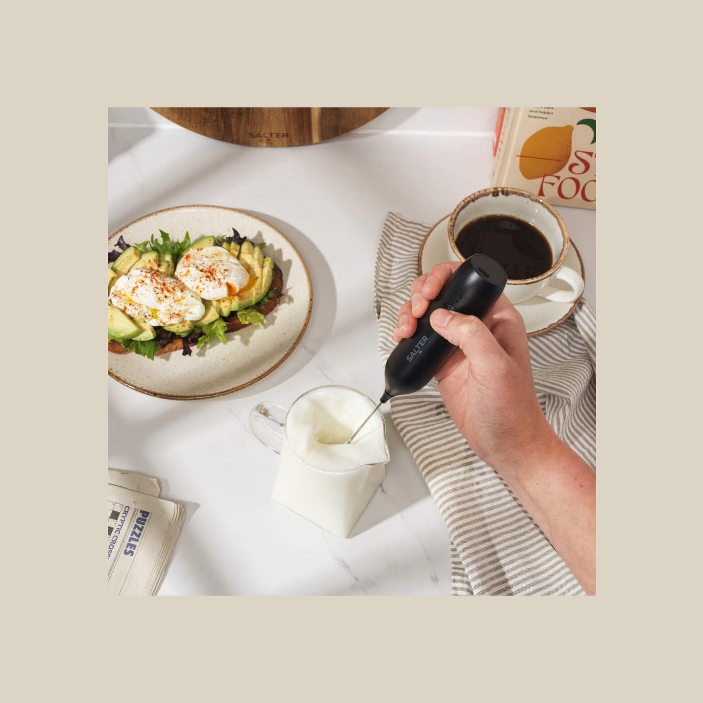Salter BW14234 Rechargable Milk Frother, Black
