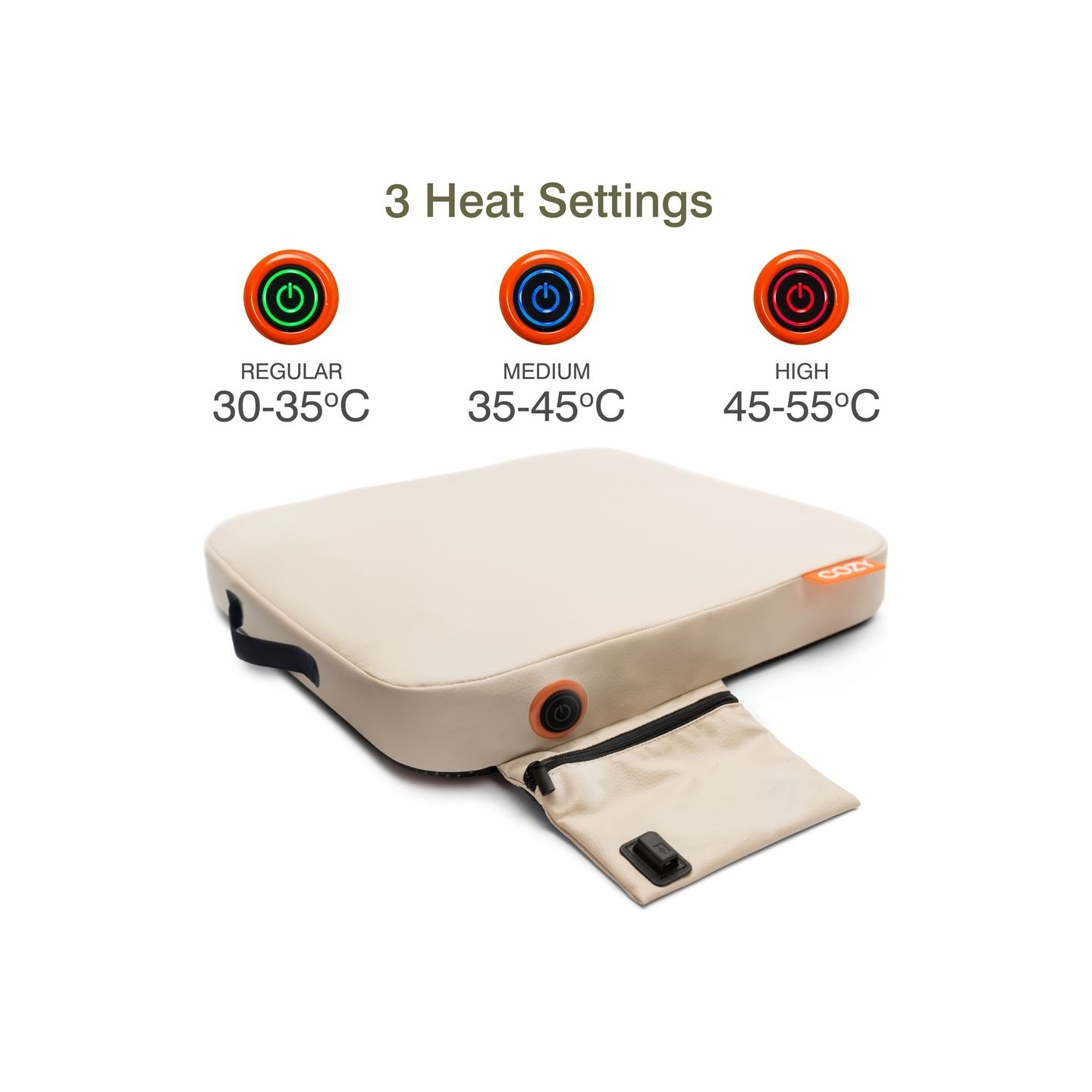 Bodi-Tek COZY Cordless Heated Seat Pad 39 x 44cm,  Beige