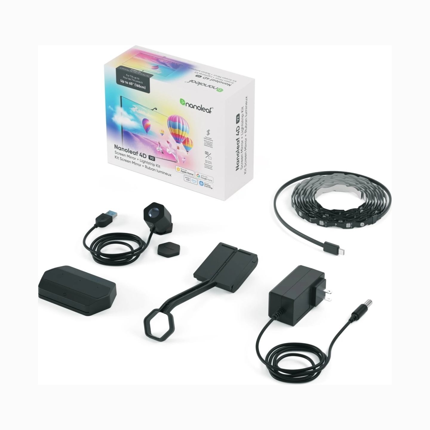 Nanoleaf 4D V2 TV Screen Mirror + Light Strips Kit (for TV & Monitor up to 65'') | 24 W | Multicolor RGB