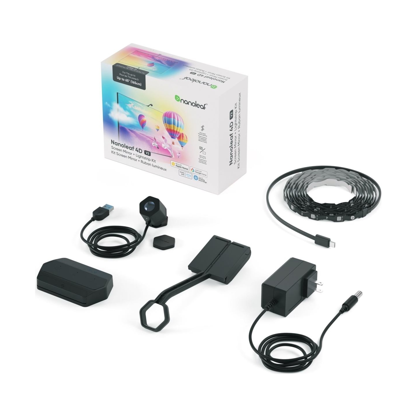 Nanoleaf 4D V2 TV Screen Mirror + Light Strips Kit (for TV & Monitor up to 65'') | 24 W | Multicolor RGB