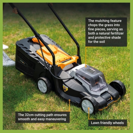 Batavia B.v. 18V Cordless Lawn Mower, 32 cm, Without battery and charger | Mowing Area 200 m²