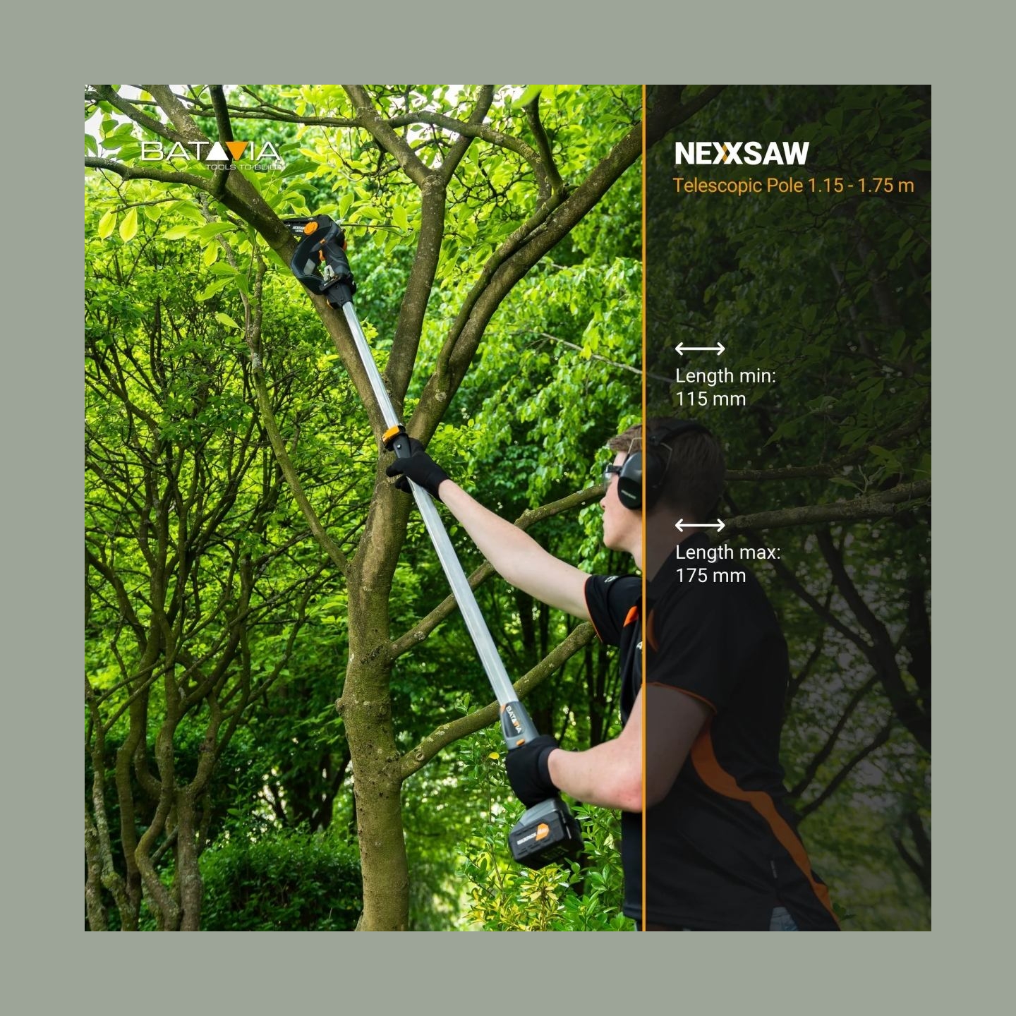 Batavia B.v. 18V Telescopic Pole 1.15-1.75m for 18V Nexxsaw and 18V Nexxcut | Telescopic Pole