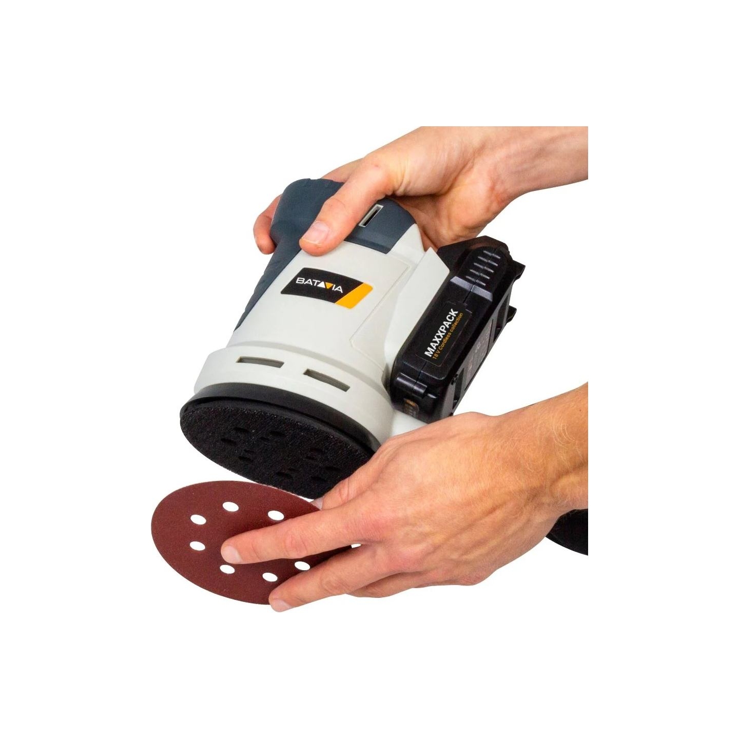 Batavia B.v. 18V Cordless Orbital Sander 125mm; Compact and balanced design for precise sanding