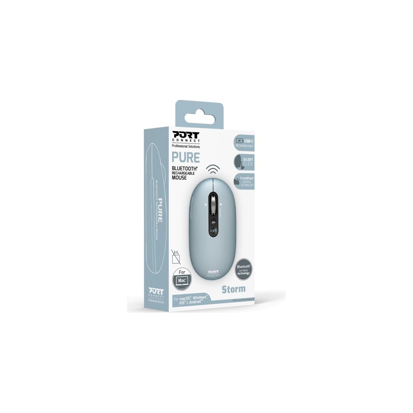 Port Connect Mouse | PURE MAC | Wireless | Bluetooth | Pastel Blue