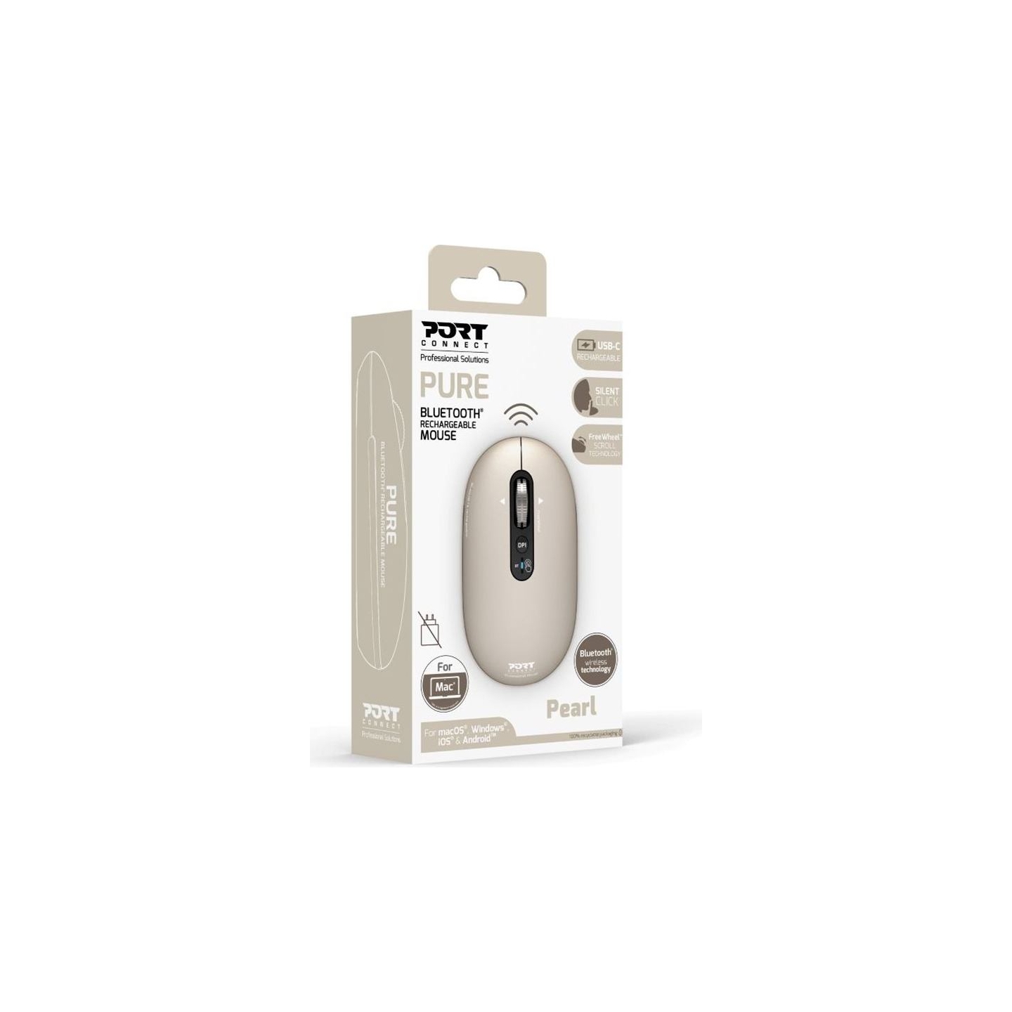 Port Connect Mouse | PURE MAC | Wireless | Bluetooth | Beige Perle