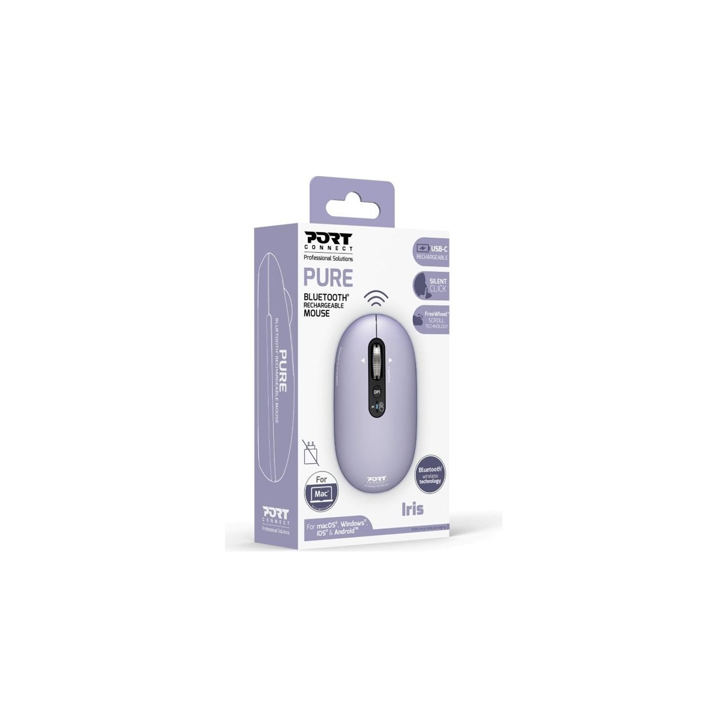 Port Connect Mouse | PURE MAC | Wireless | Bluetooth | Lavender