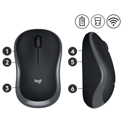 Logitech LOGI M185 Wireless Mouse SWIFT GREY EER2