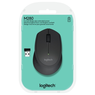 Logitech Wireless Mouse M280 - BLACK - 2.4GHZ - EWR2 / 910-004287