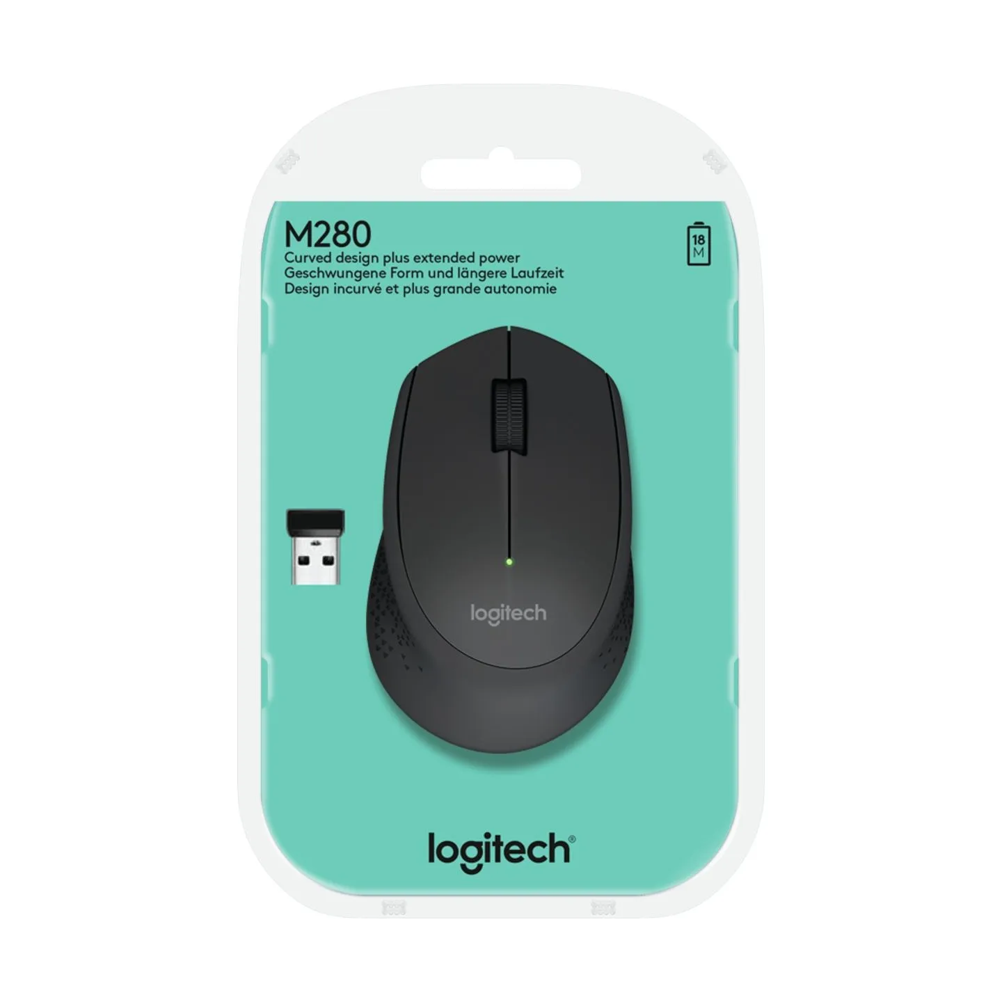 Logitech Wireless Mouse M280 - BLACK - 2.4GHZ - EWR2 / 910-004287