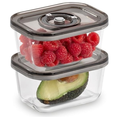 Caso | Glass Vacuum Containers with Plastic Lid (2 pcs) | VacuBoxx Eco-Duo S | Transparent