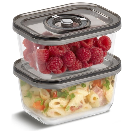 Caso | Glass Vacuum Containers with Plastic Lid (2 pcs) | VacuBoxx Eco-Duo S | Transparent