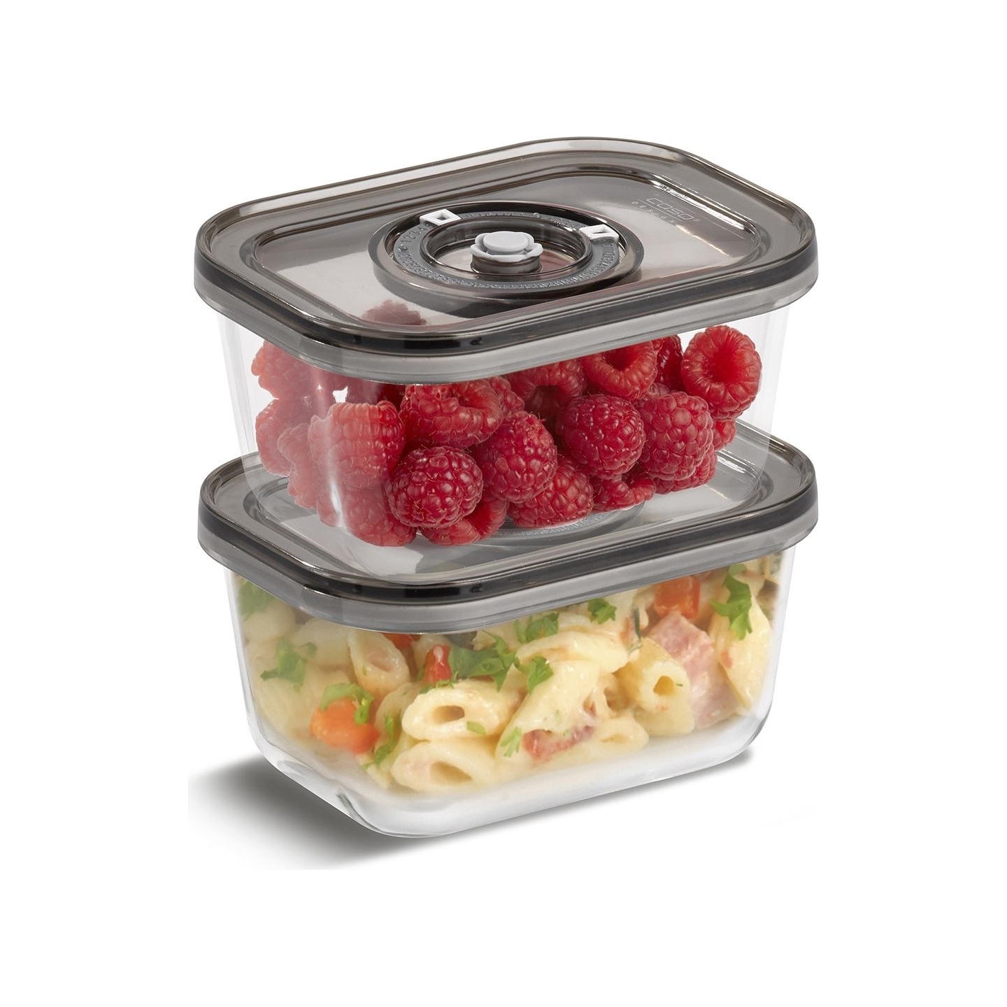Caso | Glass Vacuum Containers with Plastic Lid (2 pcs) | VacuBoxx Eco-Duo S | Transparent