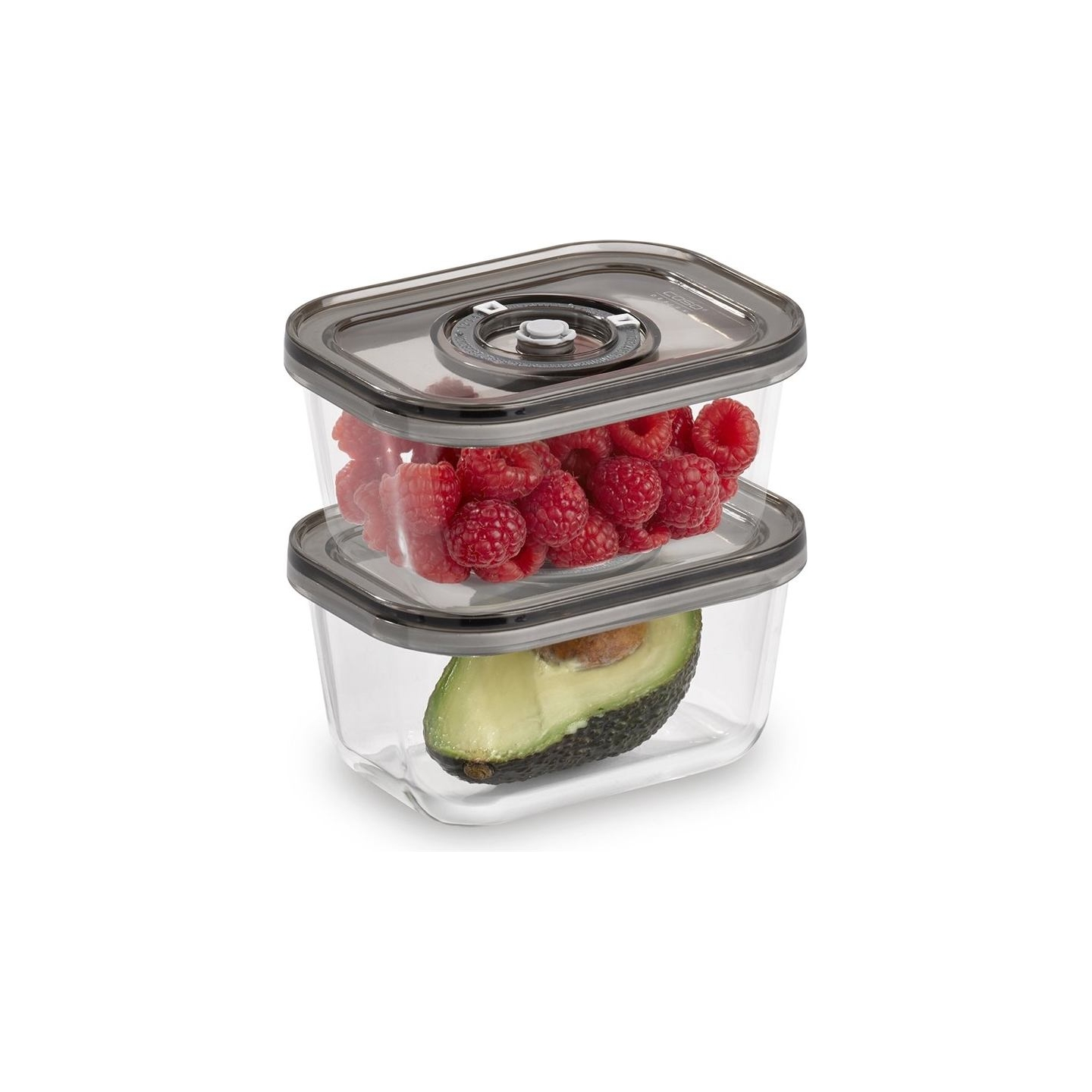 Caso | Glass Vacuum Containers with Plastic Lid (2 pcs) | VacuBoxx Eco-Duo S | Transparent