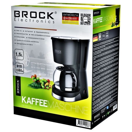 Brock CM 1501 SS Coffe Maker Capacity 1,5L 915-1080W, Black