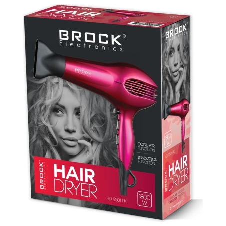 Brock HD 9501 PK Hair Dryer 1800W, Pink