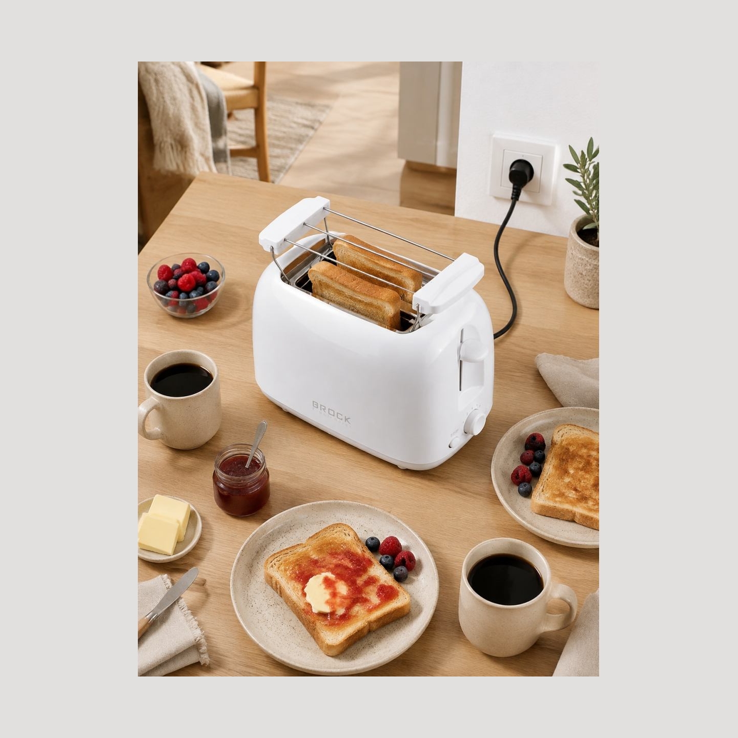 Brock BT 1008 WH Toaster 650-750W, White