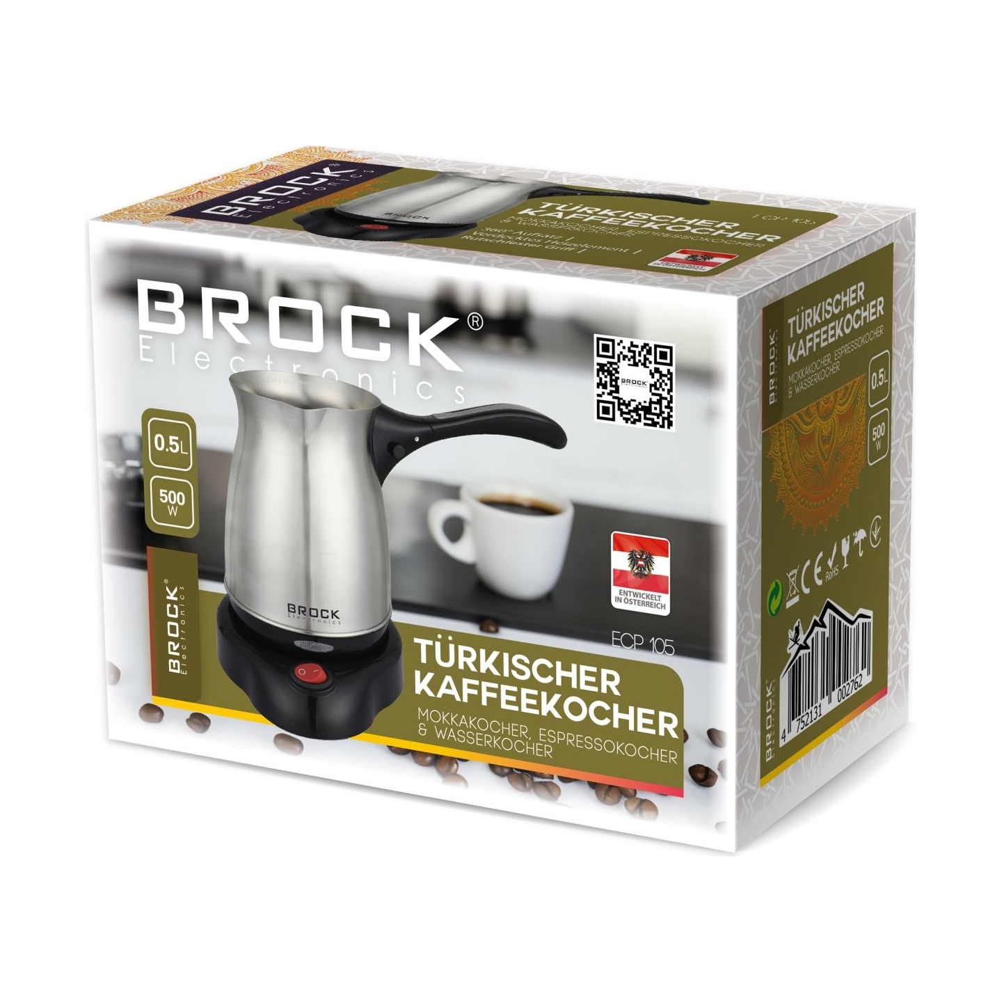 Brock ECP 105 Turkish Coffee Maker, Black/Steel