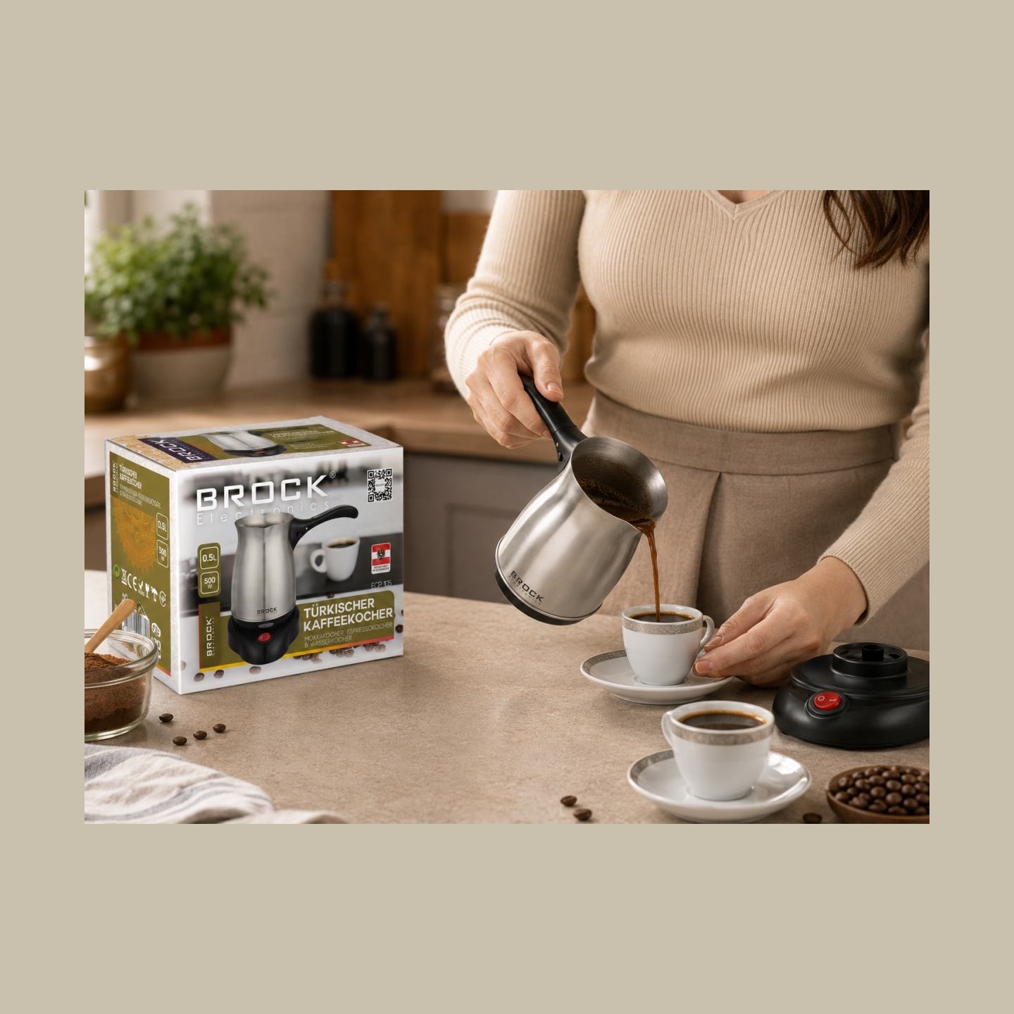 Brock ECP 105 Turkish Coffee Maker, Black/Steel