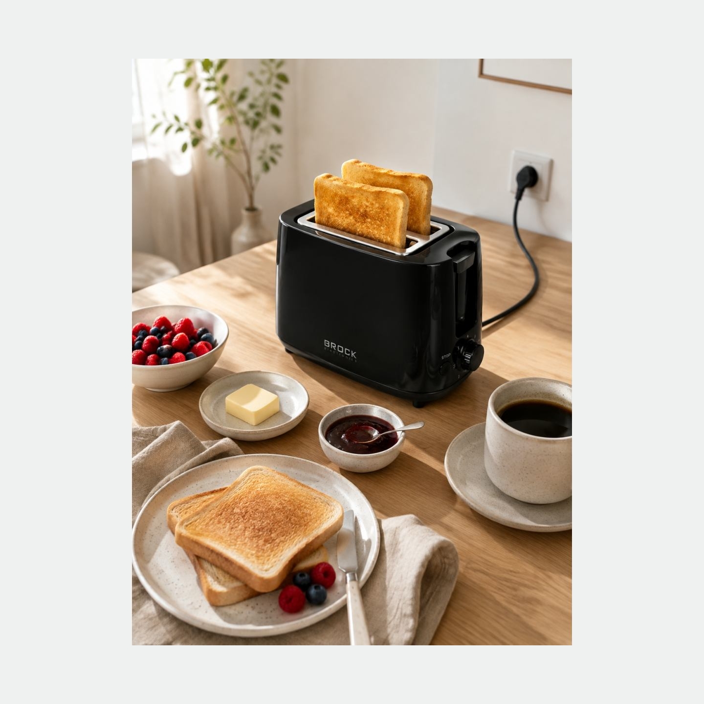 Brock BT 1007 BK 2 Slices Toaster 650-700W, Black