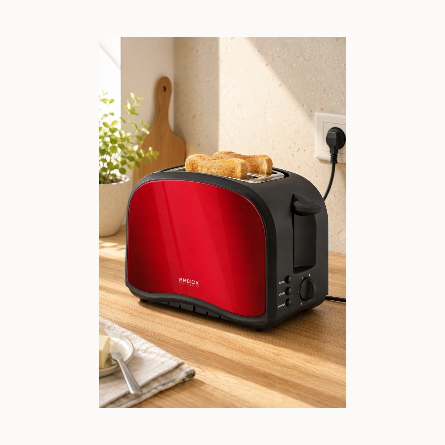 Brock BT 1002 RD Toaster 800W, Red