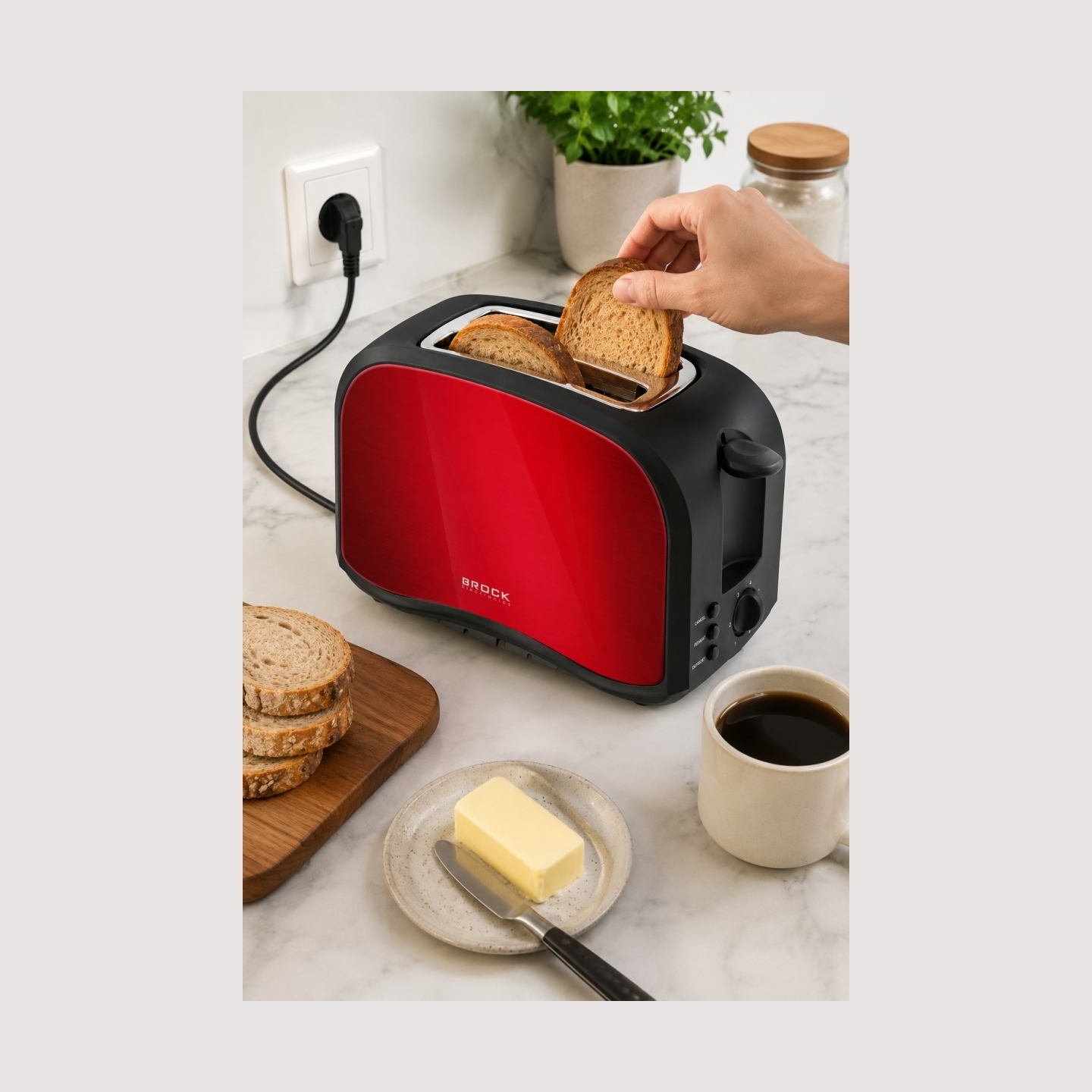 Brock BT 1002 RD Toaster 800W, Red