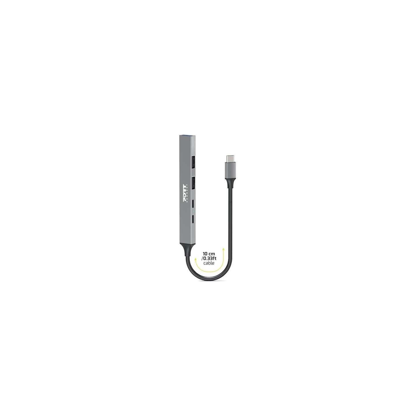 Port Connect | USB-C Hub with 4 USB ports, 1X USB-C, 100W