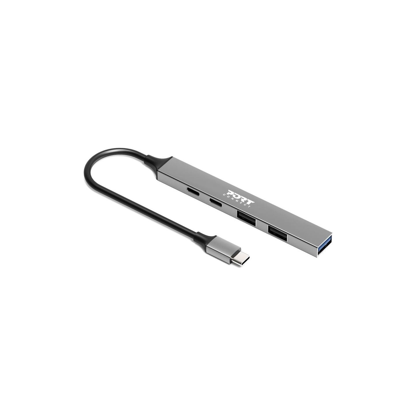 Port Connect | USB-C Hub with 4 USB ports, 1X USB-C, 100W