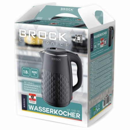 Brock WK 0618 BK Electricl Kettle With Doubl Walls 1,8L 1500W, Black