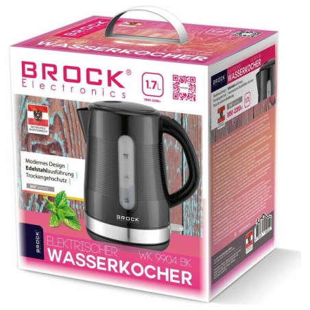 Brock WK 9904 BK Kettle With 360 Degree Base 1,7L 2200W Black/Steel