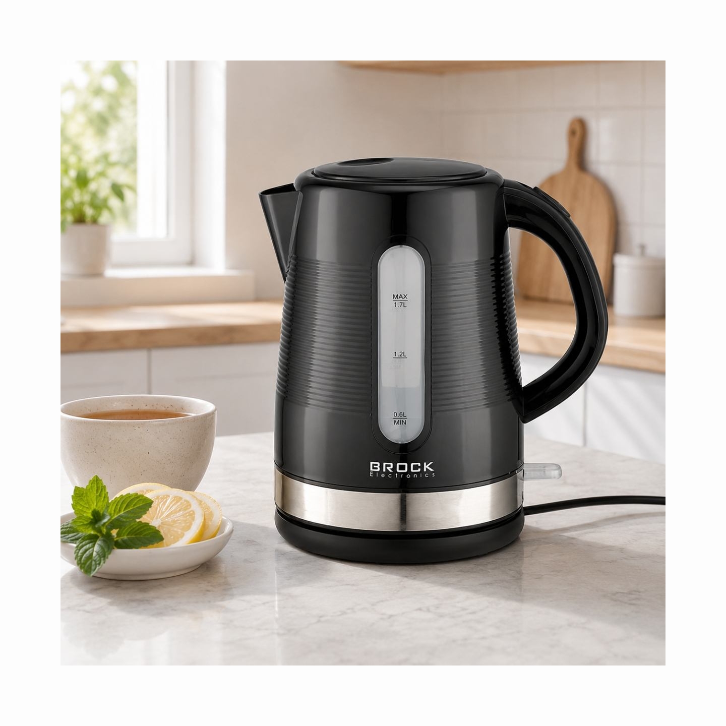 Brock WK 9904 BK Kettle With 360 Degree Base 1,7L 2200W Black/Steel