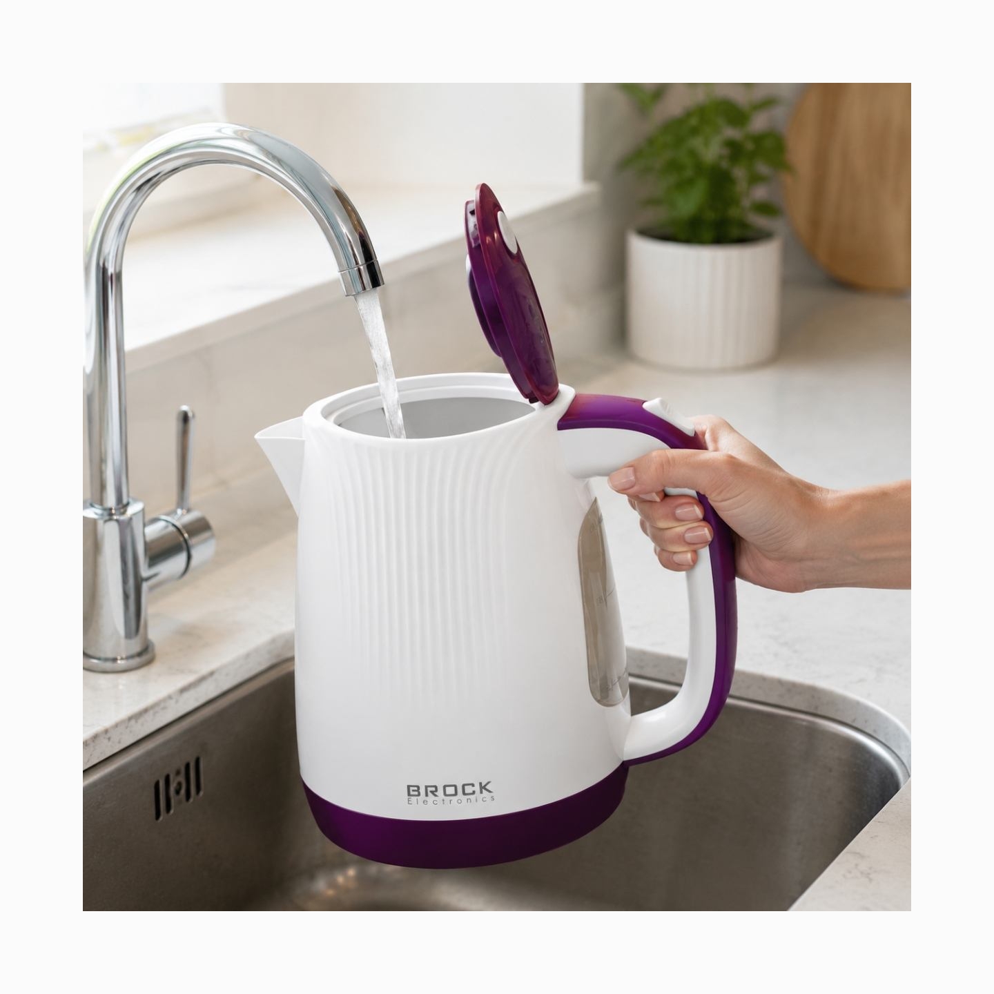Brock WK 08 PR Electricl Kettle 1,7L 2000W, White/Purple