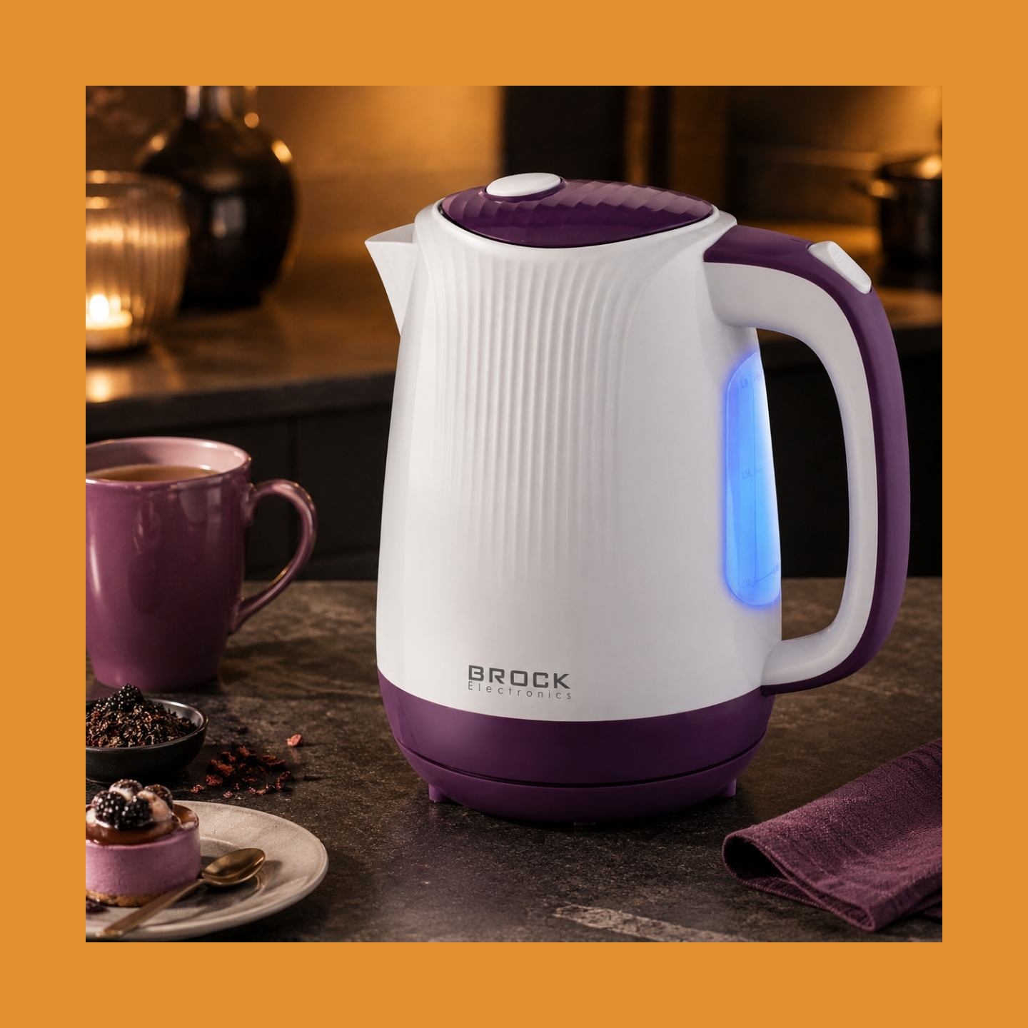 Brock WK 08 PR Electricl Kettle 1,7L 2000W, White/Purple