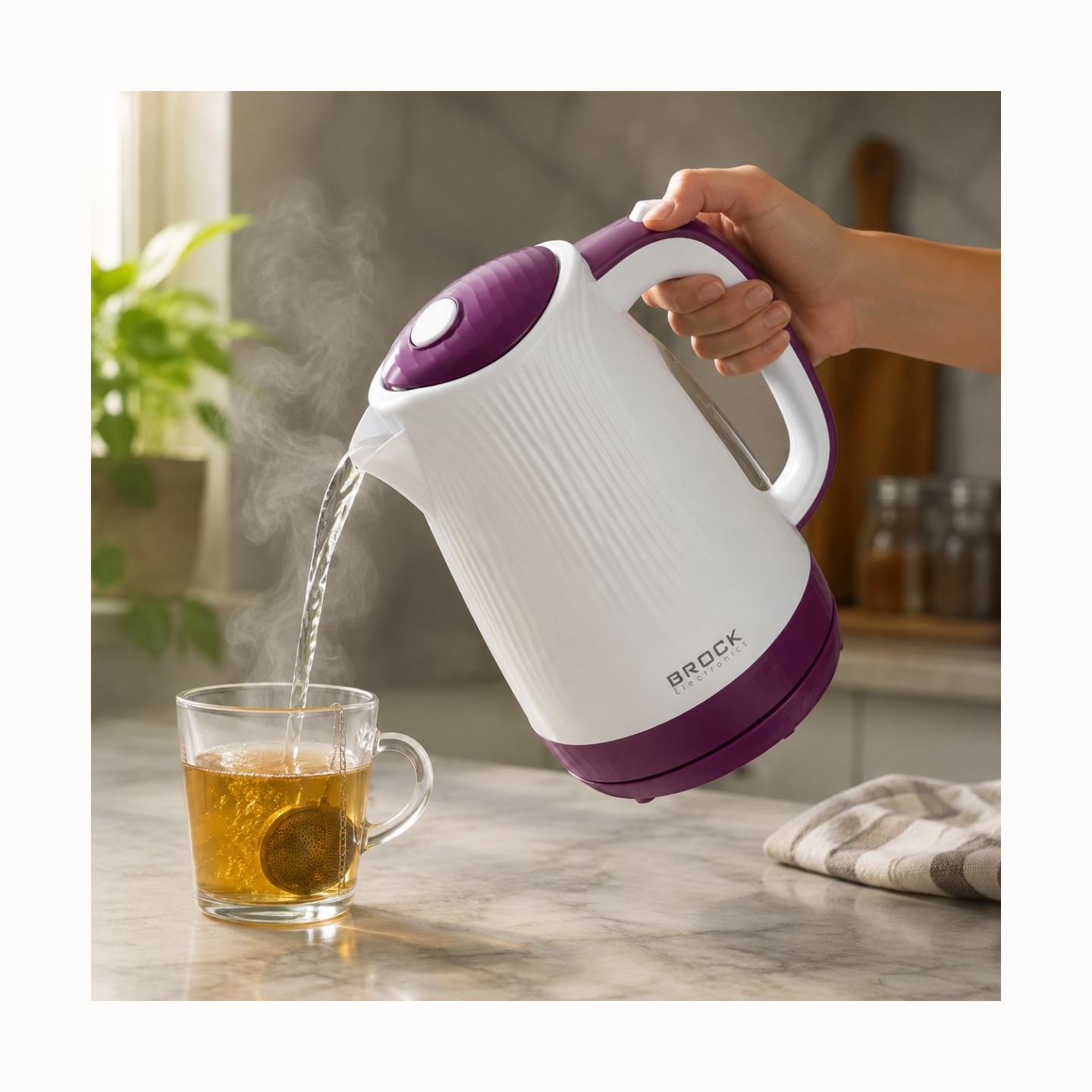Brock WK 08 PR Electricl Kettle 1,7L 2000W, White/Purple