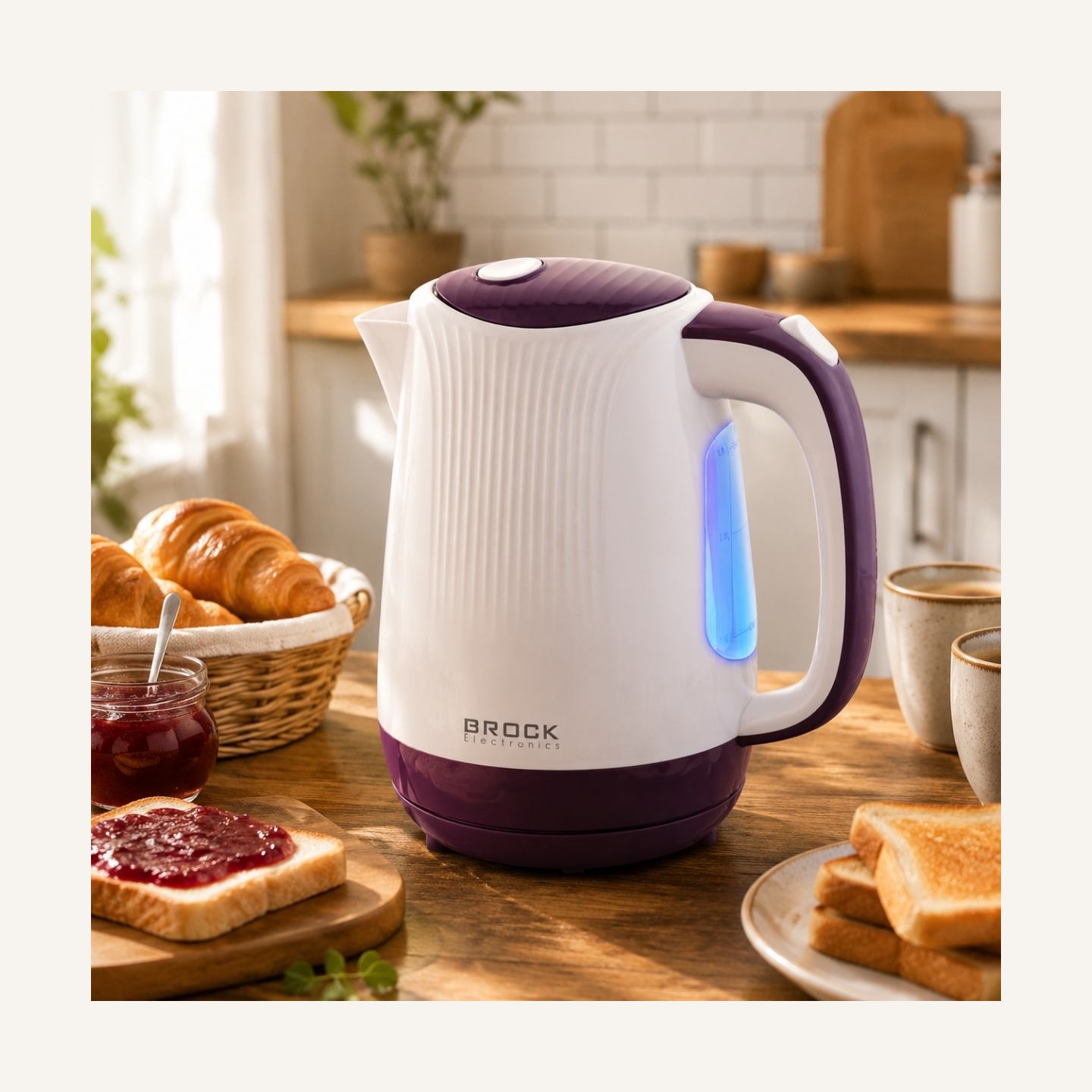 Brock WK 08 PR Electricl Kettle 1,7L 2000W, White/Purple