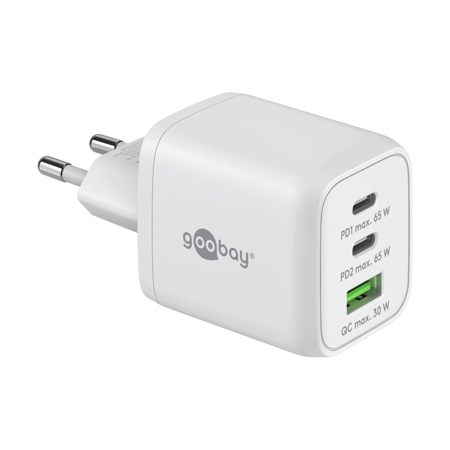 Goobay 65 W USB-C PD GaN Multiport Fast Charger Nano, White